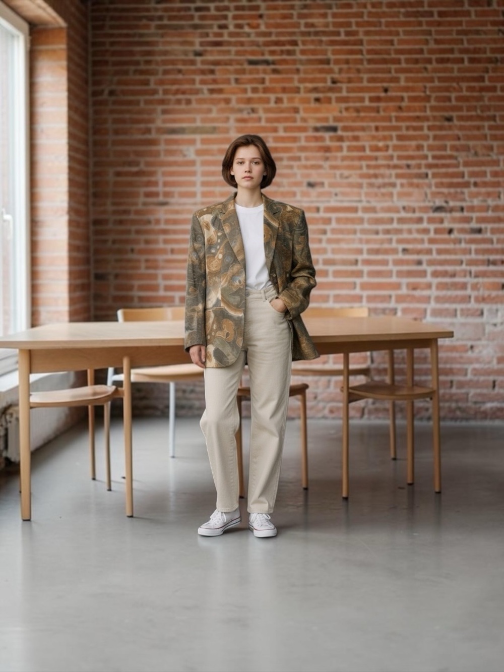 Olive Paisley-Print Women's Blazer